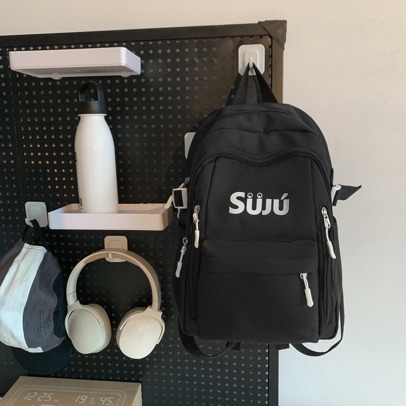 

Дорожная сумка контрастного цвета, школьная сумка, рюкзак большой емкости для учащихся старших классов средней школы чёрный