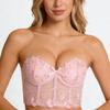 Pink Mesh Embroidered Corset Lingerie: Sexy Bandeau with Fishbone Detailing