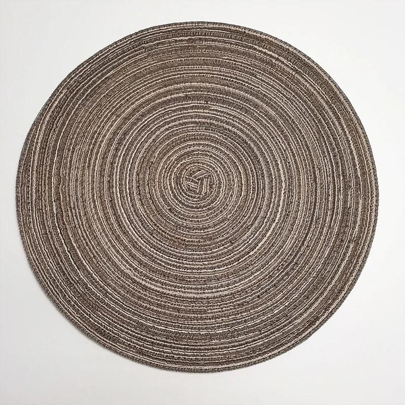 2Pcs/Set 38cm Round Ramie Insulation Pad Solid Placemats Linen Non Slip Table Mats Kitchen Accessories Decoration Home