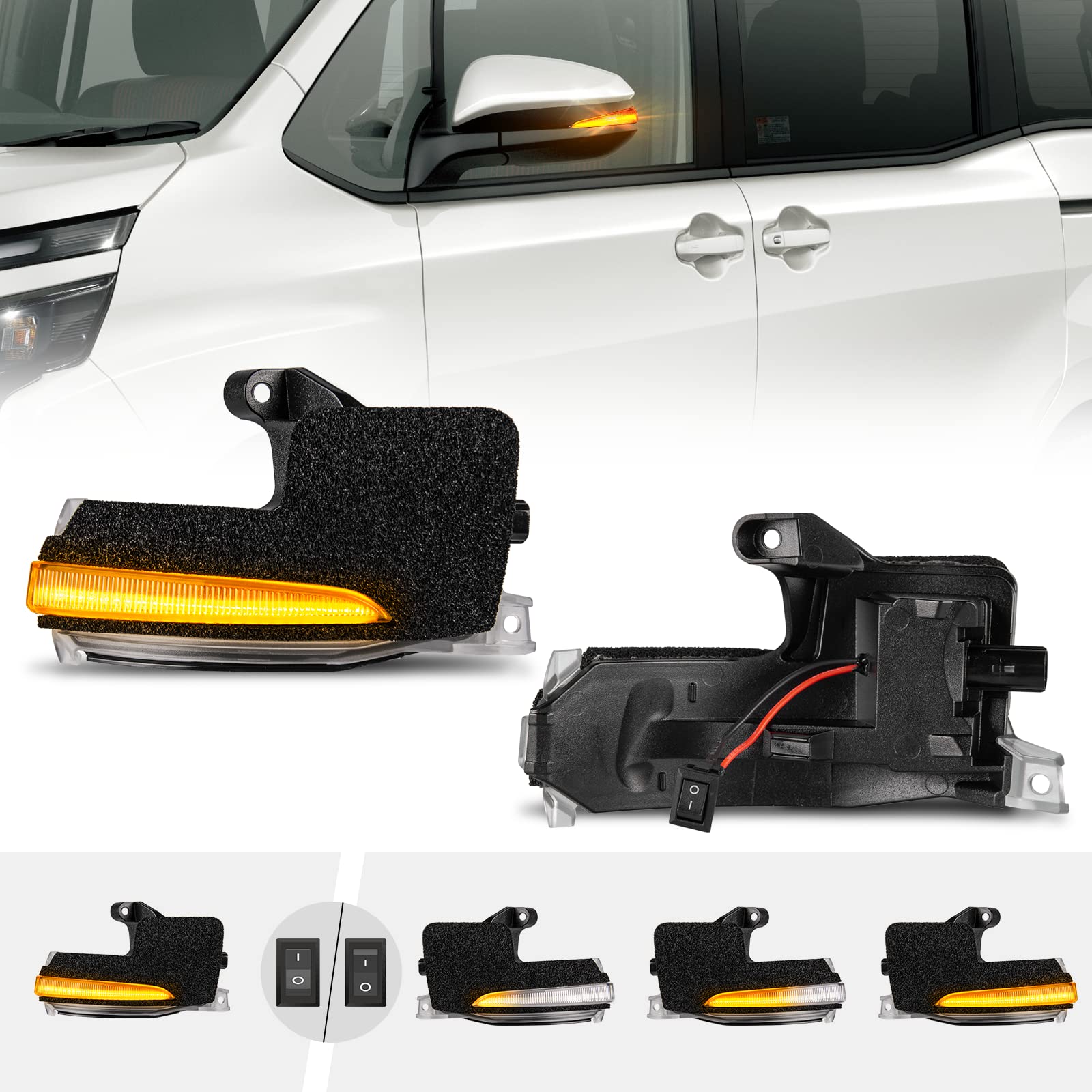 

POPMOTORZ Зеркало заднего вида последовательное для Voxy Noah 90 серии Меры для техосмотра Полностью мигающий Toyota LED Бегущий указатель поворота Зеркало заднего вида Боковой указатель поворота