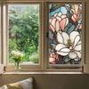 1pc Floral Electrostatic Glass Stickers Pastoral Flowers Window Glass Sticker Washroom Bedroom Privacy Glass Stickers Home Decor