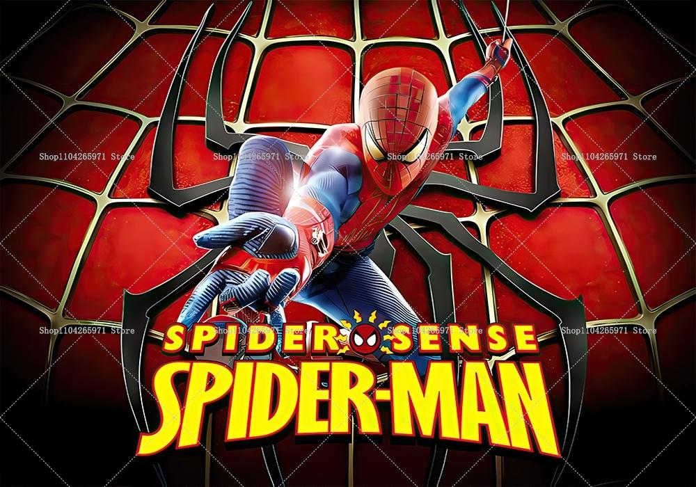 Spider-Man Red Backdrop Adventure Boy Birthday Party Decor Baby Baptism Supplies Photo Backdrop Party Scene Decor