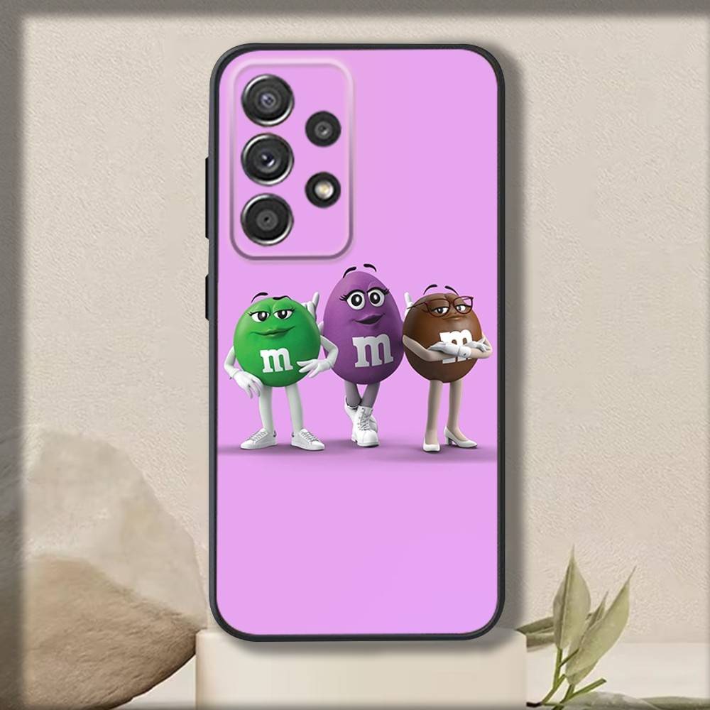 M-MS Chocolate Phone Case For Samsung S 25,24,23,22,30,21,10,9,Ultra,Plus,Lite,FE,4,5 G Soft Black Case