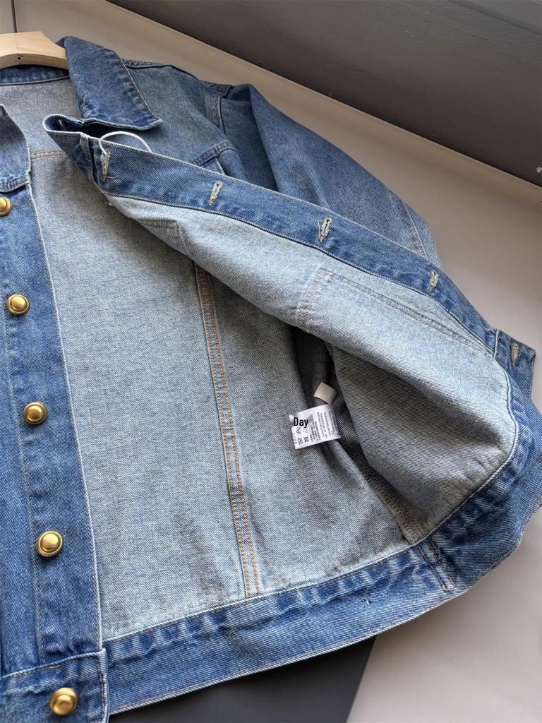 Hong Kong Style Retro Washed Women's Denim Jacket - 2025 Spring/Autumn Loose Casual Fashion Top