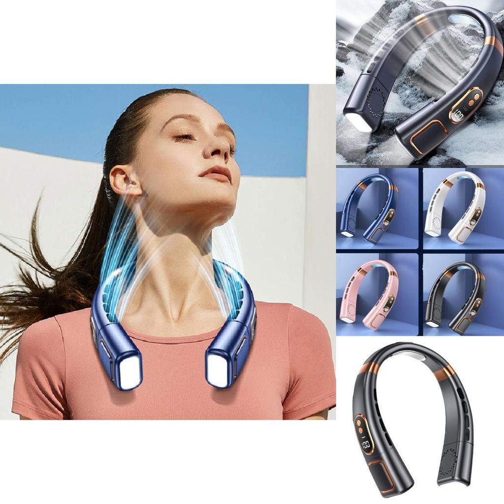 Portable Hanging Neck Fan Silent Bladeless Cooling Mini Air Conditioner Blue Black White Pink