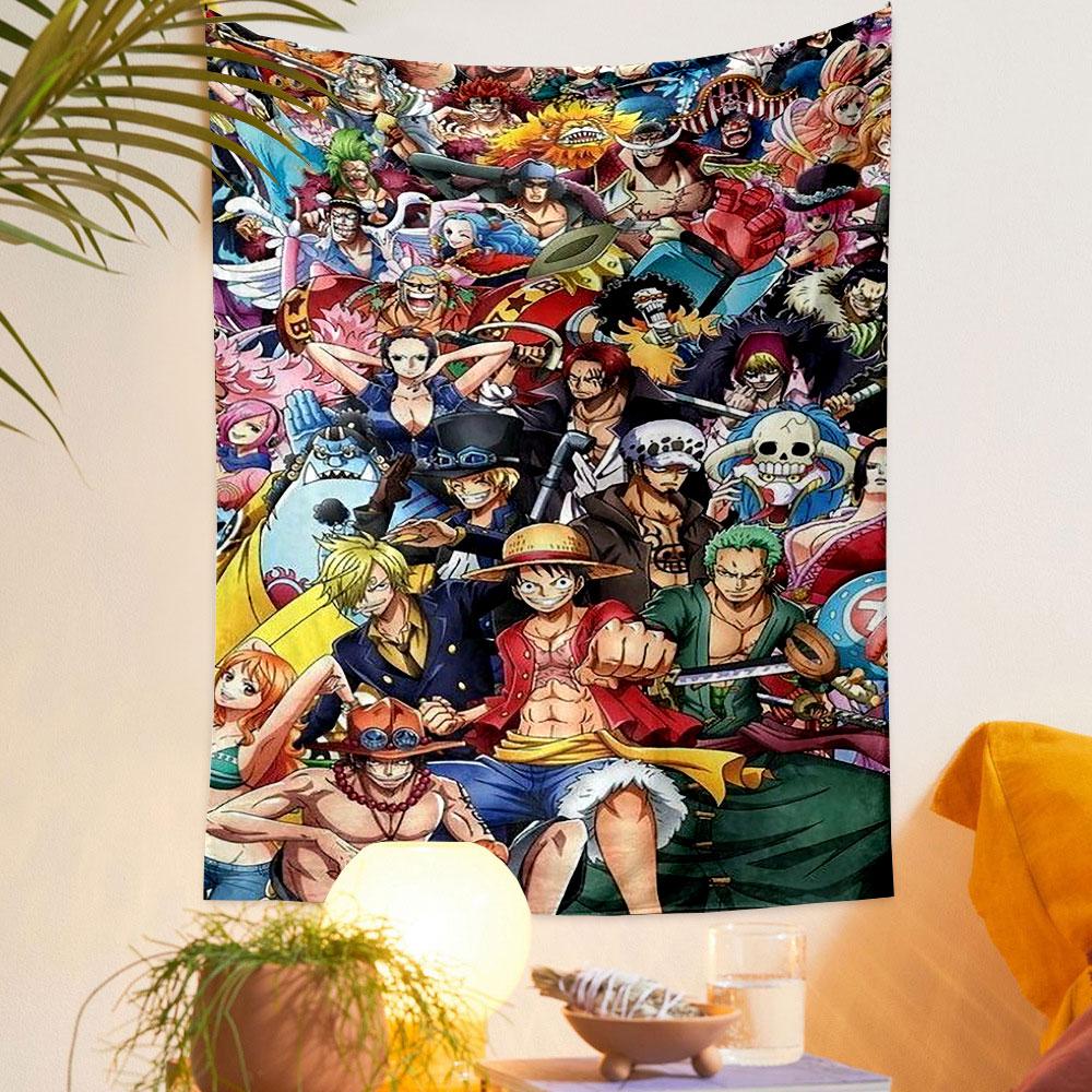 "One Piece Crew Adventure Collage" Patterned tapestry home decor, suitable for bedroom and living room, gift