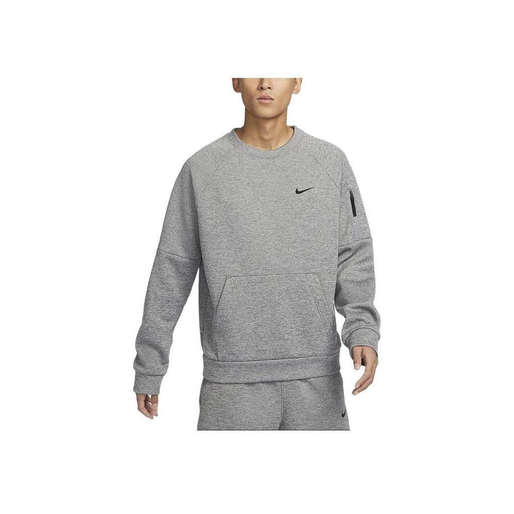 Nike Bluză Fleece cu Gât Rotund și Buzunar Therma-Fit Solid Bărbați Sweatshirt Gri FB8506-063