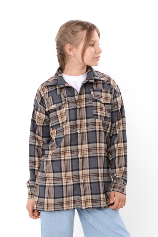 Warme Uniseks Geruite Kinderen Shirt met Geborstelde Fleece Voering, Tussenizoen 6417-090-1 HC