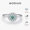 Anel Halo MODIAN D Moissanita Verde Azulada Prata 925 Anéis de Dedo Modernos Elegantes Para Mulheres Casamento Joias Finas