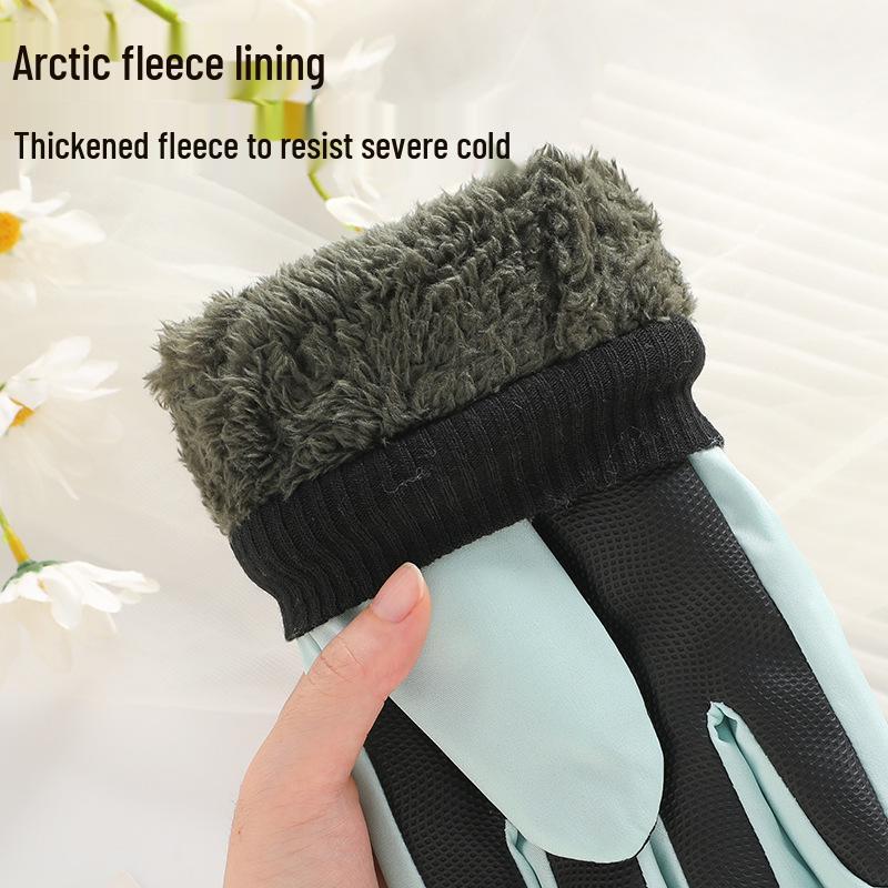 Women's Thick Fleece-Lined Touchscreen Ski Gloves - Non-Slip, Waterproof, Warm for Winter & Outdoor Use
