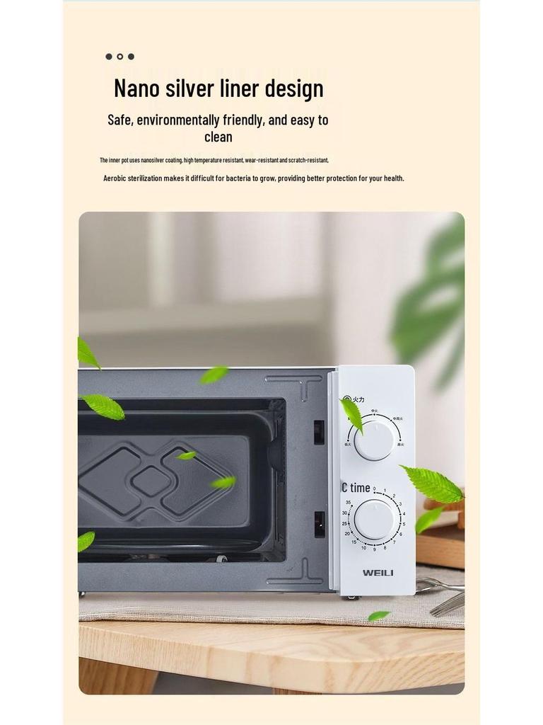 20L Classic Mini Microwave Oven with Turntable and Double Knob Adjustment - Model MXP04