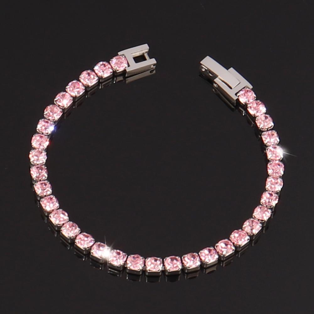 316L 4mm Stainless Steel Bracelet For Women Men's Hip Hop Tennis Chain Bracelets Luxury Color Crystal Zircon Bracelet Jewelry
