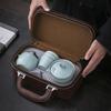 Travel tea set Convenient outdoor ceramic Ru kiln Kuaike cup set Business event souvenir