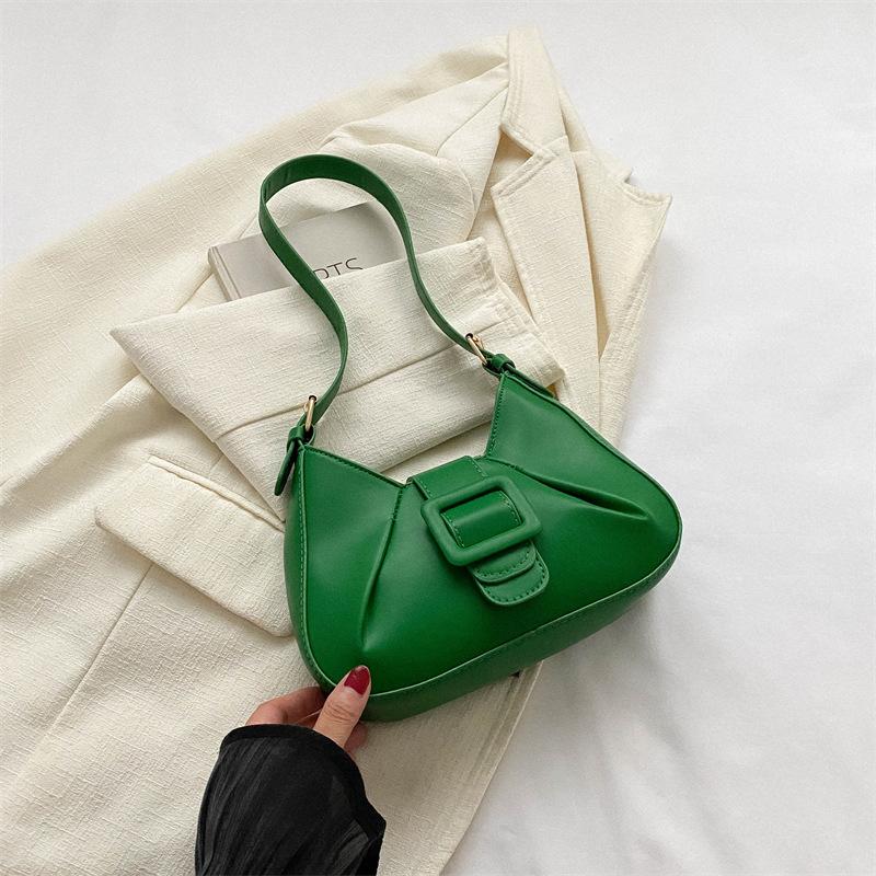 Retro Texture Solid Color Simple Shoulder Bag Women's 2025 Early Autumn New Versatile Ins Korean Version Underarm Bag Women's Bag