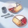 9 Pcs Baby Silicone Bib Divided Dinner Plate Sucker Bowl Spoon Fork Straw Cup Set Training Feeding Food Utensil Dishes