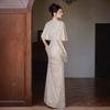 Silver Sequined Evening Dress Women's Light Luxury Niche Temperament Long Banquet Host Engagement Fishtail Dress