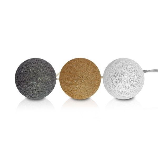 Bateriově napájená hořčicová bílá šedá světelná LED koulová girlanda