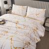 3Pcs Modern Simple Bedding Set Solid Color Pink/Grey/Green/Blue/Purple Marble Pattern Hot Stamping/Silvery Duvet Cover Set