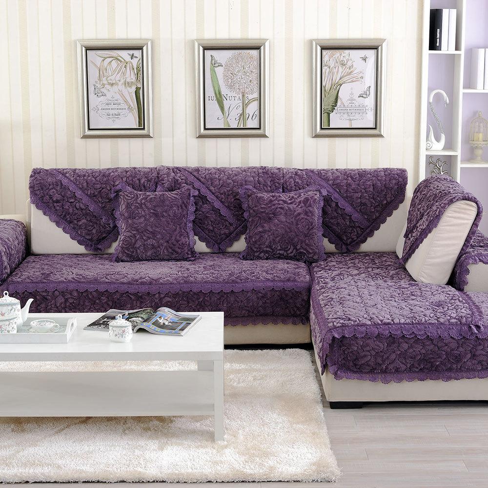 European High-End Thick Flannel Sofa Cushion Cushion Fashion Rose Non-Slip Sofa Cover Sofa Towel Covers