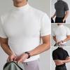 Herre Base Top Blød Åndbar Simpel Halvhøj Krave Ensfarvet Basis T-shirt Hverdagsbeklædning