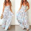 Bohemian Suspender Floral Pendulum Dress Summer New Chiffon Vacation Style Loose And Elegant Dress