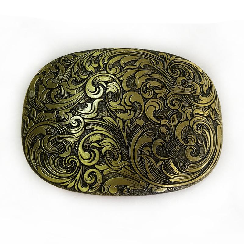 Ethnic Style Higanbana Oval Leather Belt with Alloy Smooth Buckle