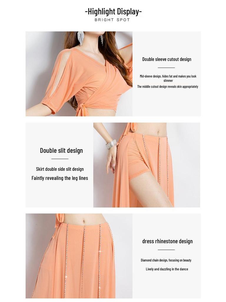 Huayu Dancewear Women's Sexy Belly Dance Practice Set - Beginner Oriental Performance Costume