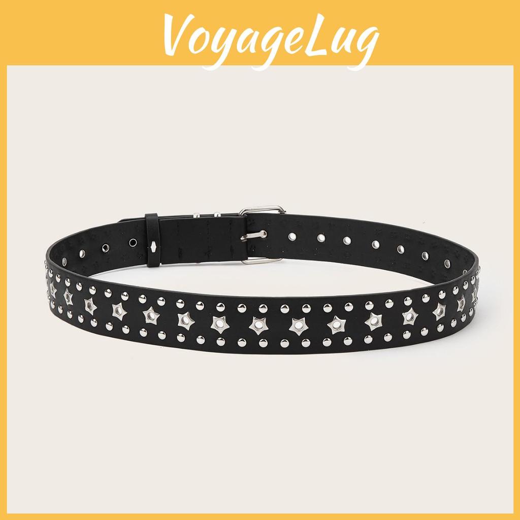Fashionable Solid Color Star And Rivet Decor Women Belt For Casual Denim And Office Wear