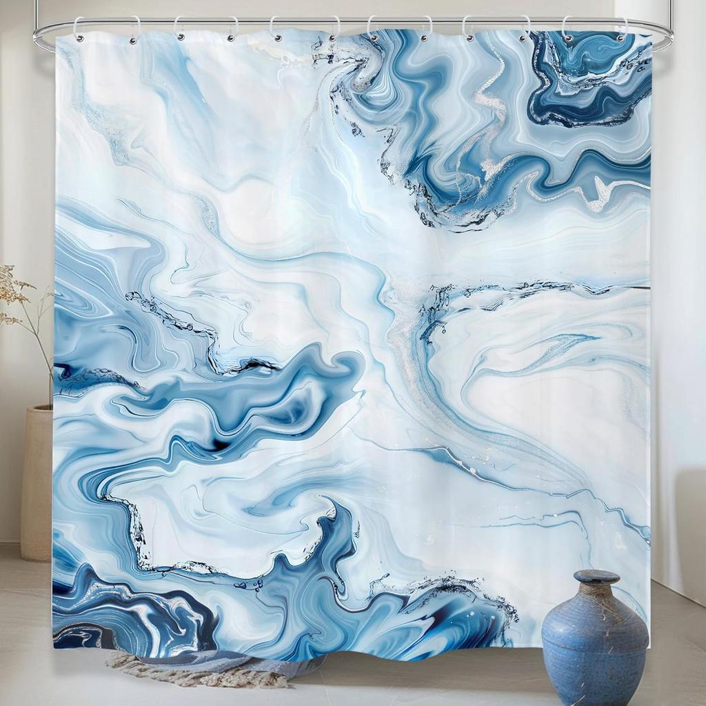 Blue Sky Backdrop Cloud Shower Curtain Nature Landscape Scenery Waterproof Fabric Polyester Bathroom Bathtub Decoration