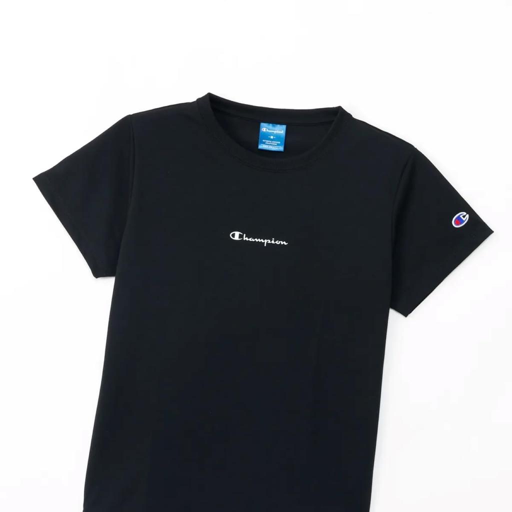 Champion Modern Short Sleeve Crew Script Women's T-Shirt, Neck, 9.4oz, Heat-Shielding Material, Logo, Black, CW-BS320
