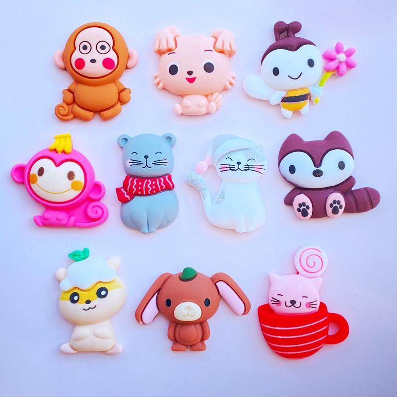 10pcs New Cute Resin Mini Cartoon Animal Flat back Cabochon Scrapbook Kawaii DIY Embellishments Accessories