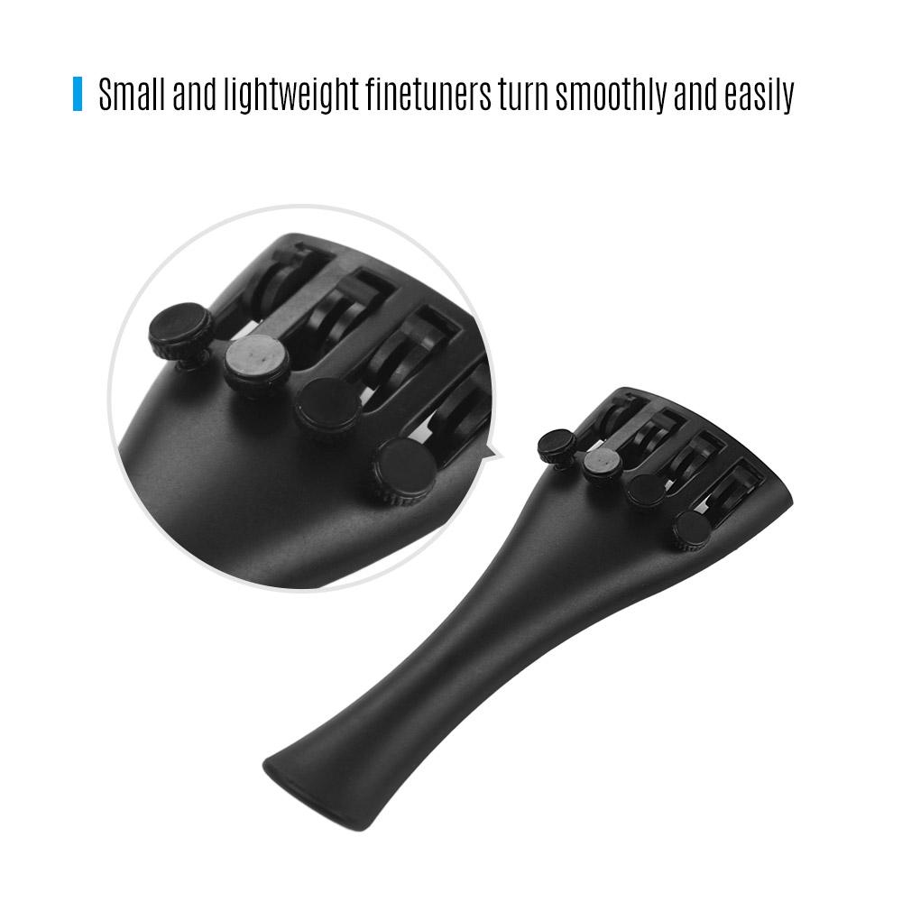 Carbon Fiber Violin Fiddle Tailpiece for 1 8 Violins with Four Fine Tuners and Tailpiece Gut Cord Professional