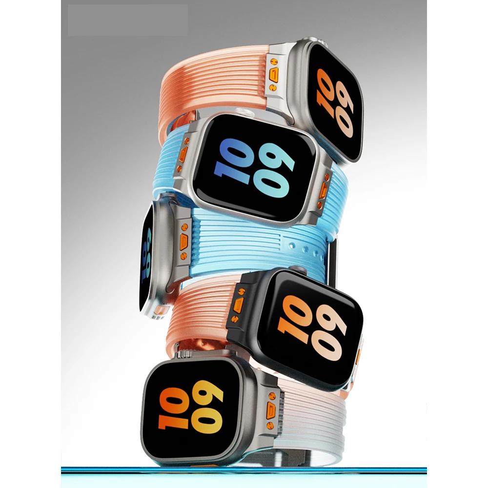 Silikonový sportovní řemínek pro Apple Watch Band řady 9 8 7 6 5 4 SE Ultra 2/1 49mm 45 44 42 41 40 38mm Gumový náramek Correa Pás