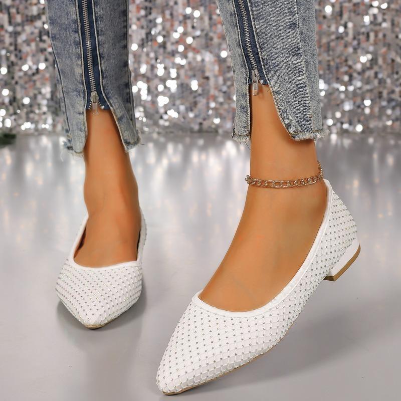 Women's Fashion Coarse Heel Shoes Autumn New Pointed Head Shallow Mouth Rhinobarrhinide Soft Sole Non-slip Low Heel Shoes