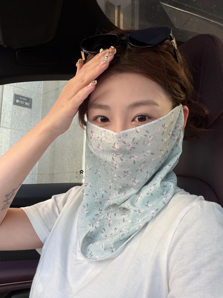 Korean Style Floral Sunscreen Balaclava: Breathable Sun Protection Face Veil for Women - Spring/Summer Cycling Neck Guard