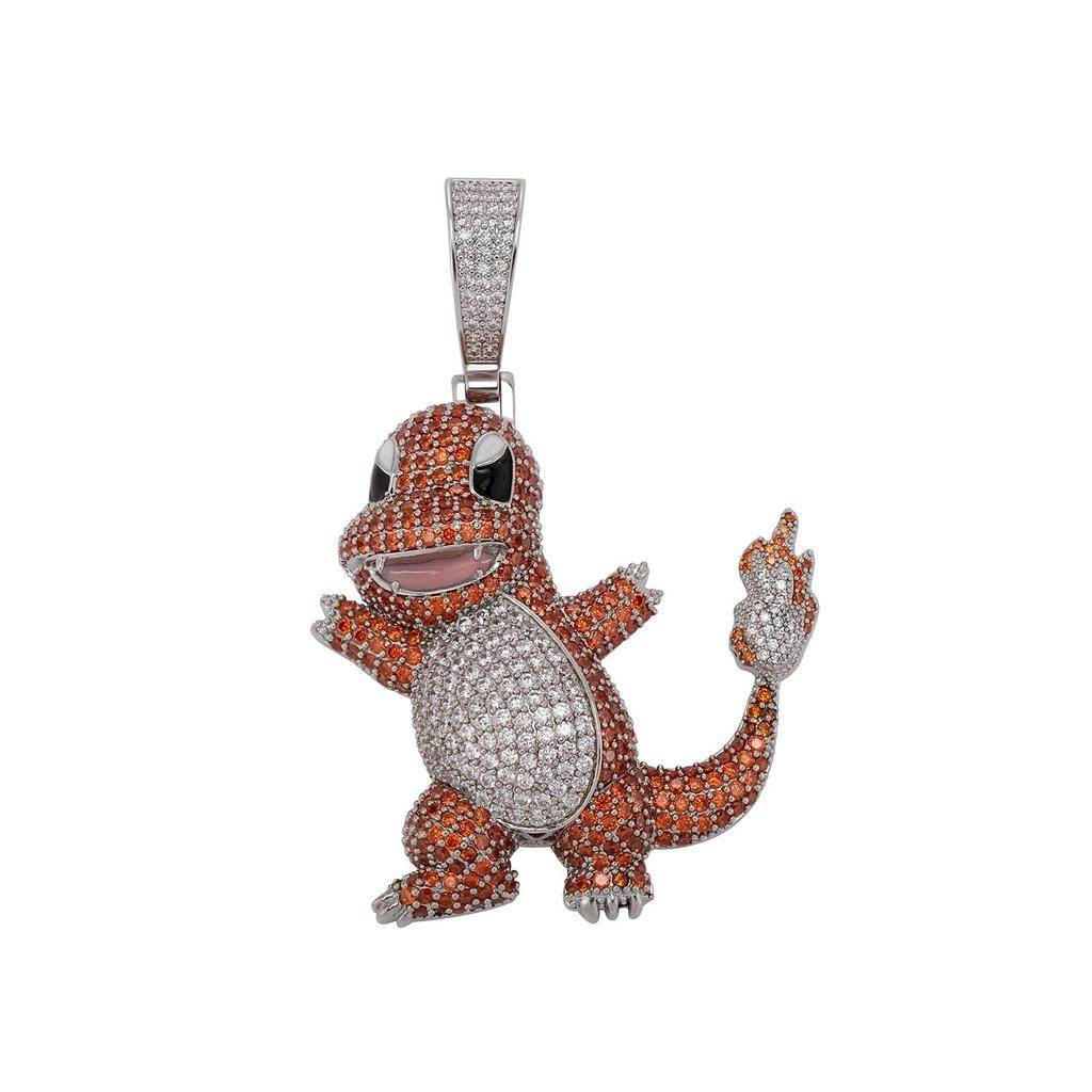 Colorful Dragon and Devil Expression Pendant Necklace - Copper Zircon