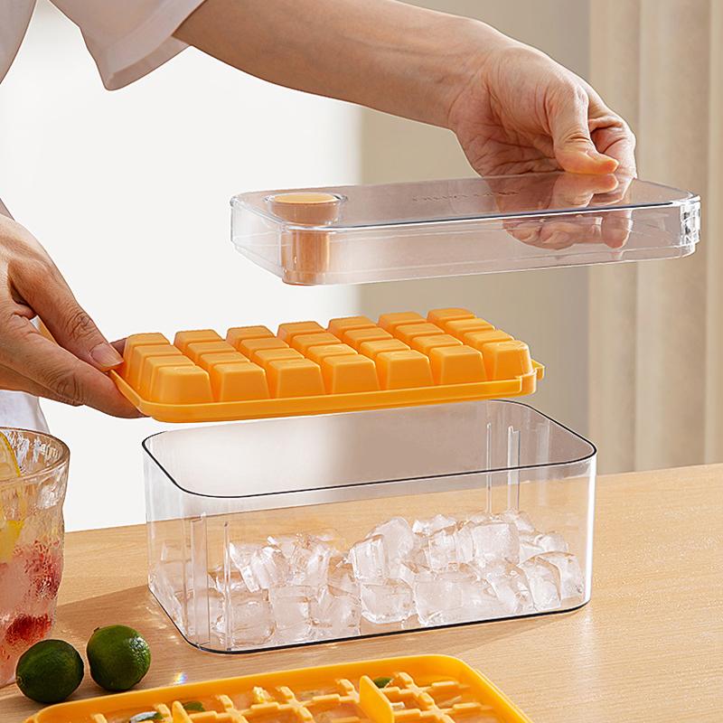 28 Grid Silicone Ice Cube Tray Mould With Lid Shovel Storage Box Remove With One Click Ice Maker DIY Whiskey Cocktail Tools