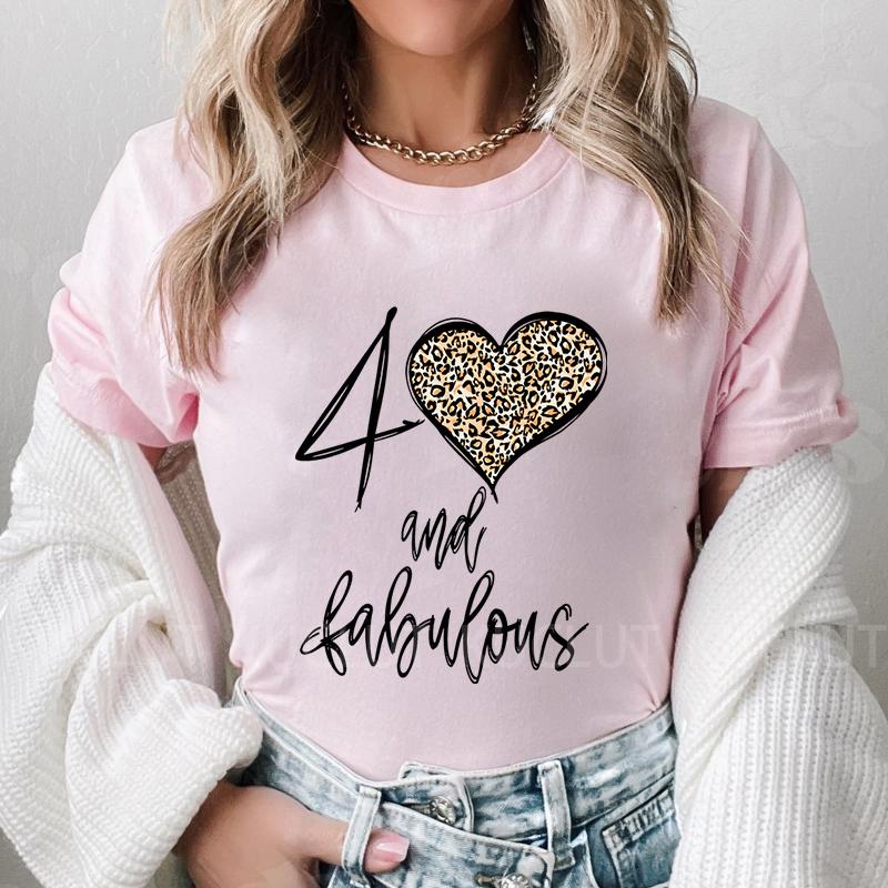 Women T-shirt 40th Fabulous Tees Ladies 40th Birthday Queen Party Shirt Fashion Graphic Tops Casual Aesthetic Female Clothing