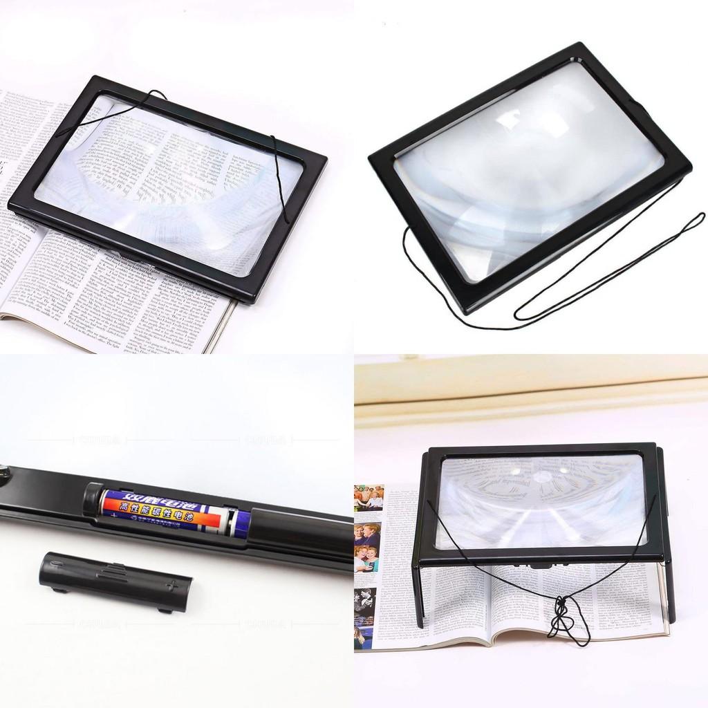 Faltbare Tragbare A4 Rechteckige 3x Leselupe Mit LED-Licht Für Senioren Zum Lesen Und Lernen