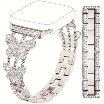 Metal Strap for Apple Watch Series 8 7 6 SE 5 4 3 45mm 44mm 42mm Luxury Butterfly Diamond Bracelet IWatch Ultra 49mm 40mm 38mm