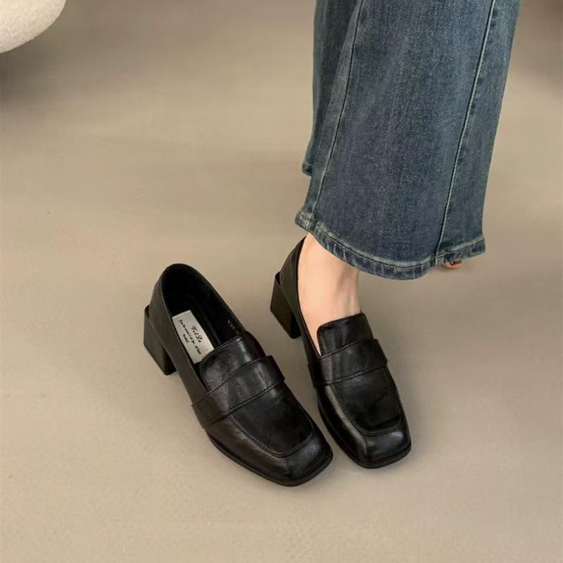 

Женская Мода Одинарная Обувь 35-39 Мягкая Кожа Квадратный Носок Стремена Туфли на Высоком Каблуке Квадратный Каблук Элегантная Обувь для Сочетания 35 чёрный