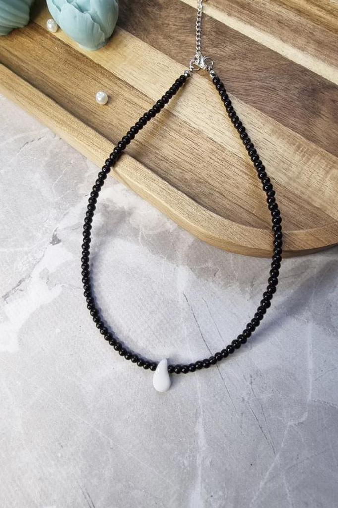 Black Beaded Choker – Handmade Minimalist Necklace