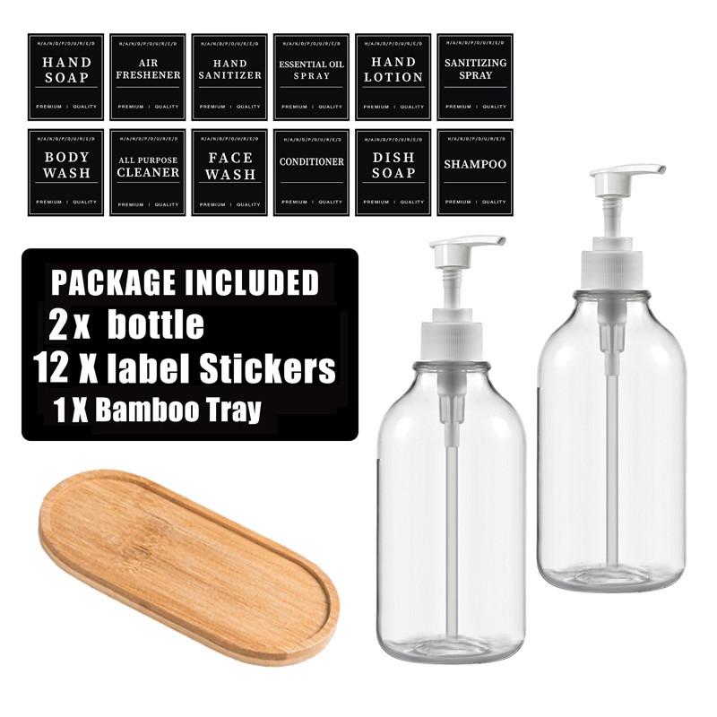 

500 мл прозрачный флакон для лосьона многоразовый флакон с этикетками с настенными кронштейнами для флакона лосьона шампунь кондиционер Type 3