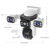 Three-Lens Security Camera Outdoor, 360° View Outside Camera, 2.4Ghz WiFi, Human Detection, Color Night Vision, Pan & Tilt, 10x Zoom,Two-Way Audio