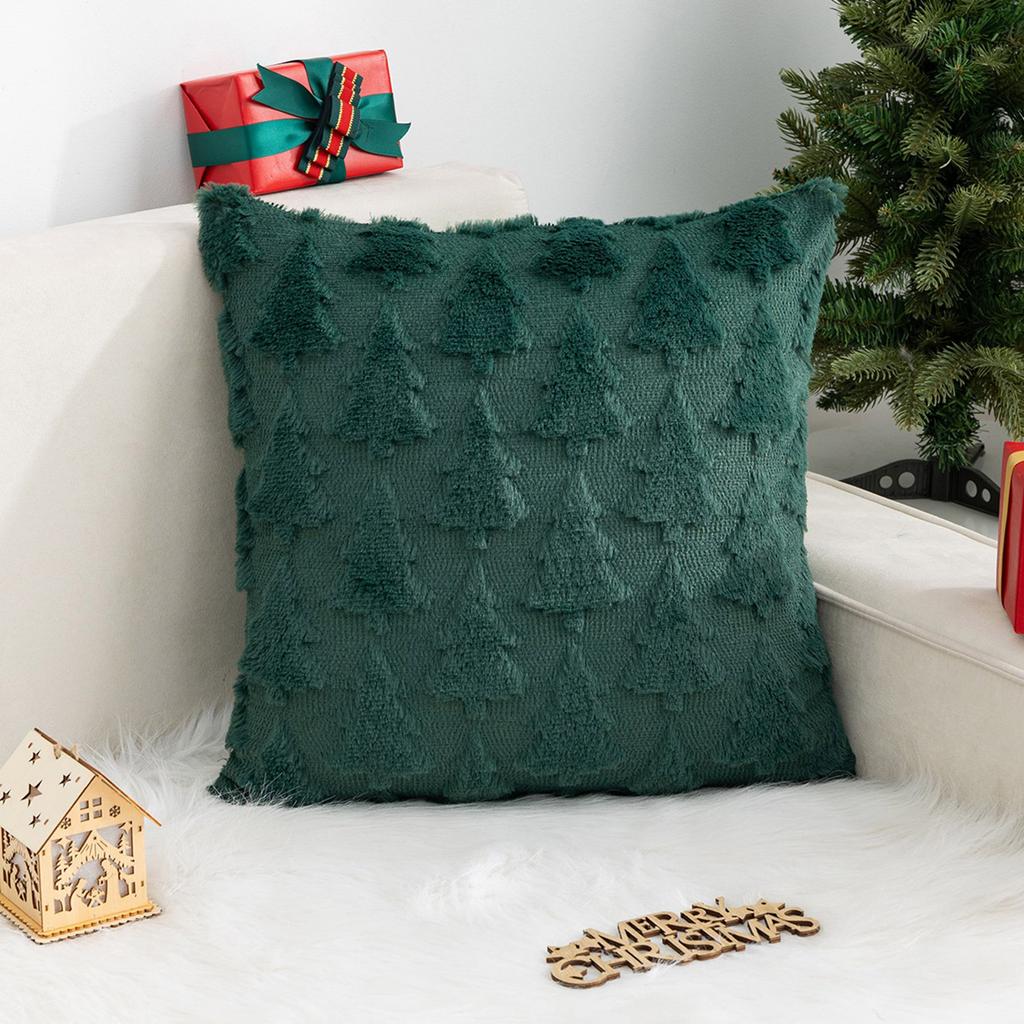 Christmas Jacquard Throw Pillow Case 45x45cm Home Cushions Cover for Lounges or Bedroom