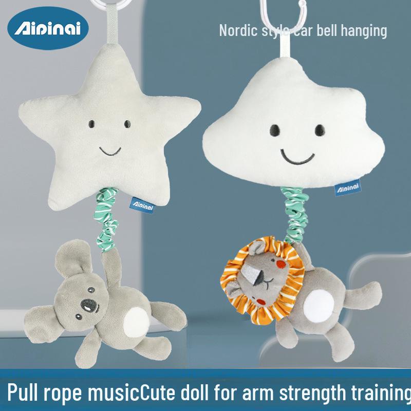 Gray Animal Door Handle Bell Plush Baby Wind Chime - Soothing Fabric Ornament for Early Education