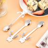 4PCS Creative Cat Shaped Coffee Spoon 304 Stainless Steel Spoon Stirring Sugar Dessert Cup-hanging Design Teaspoon Christmas