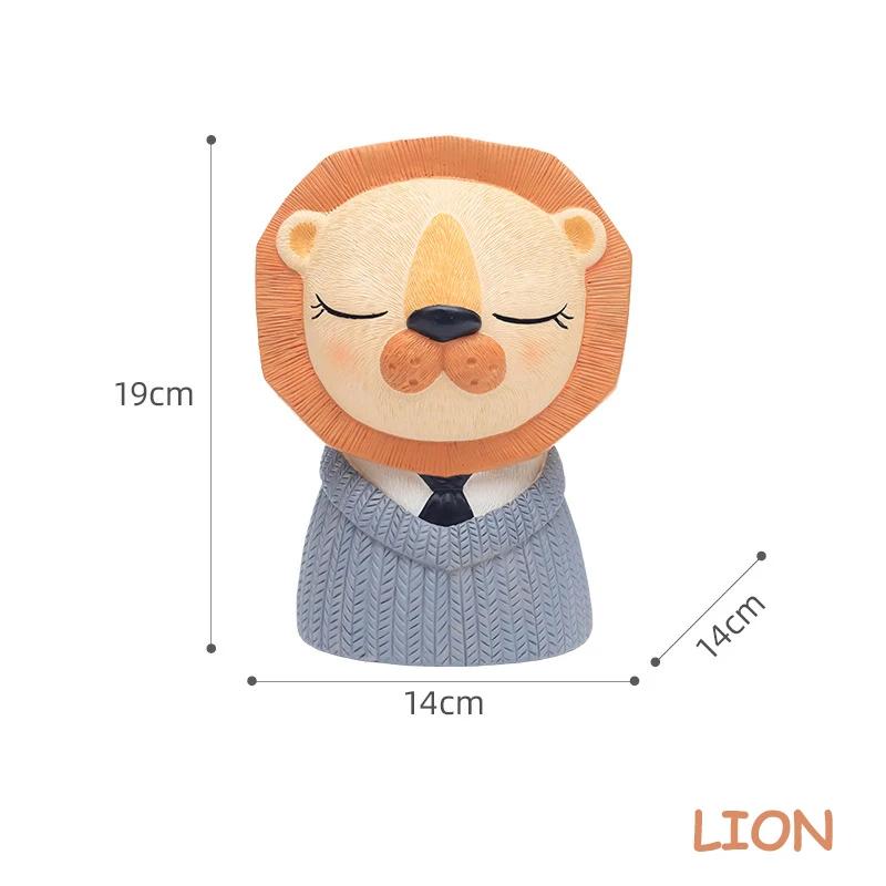 Animal Planter for Succulents Plants, Cute Panda Bear Lion Flower Pot Decorative Garden Figures Home Tabletop Decor 18cm/ 7inch