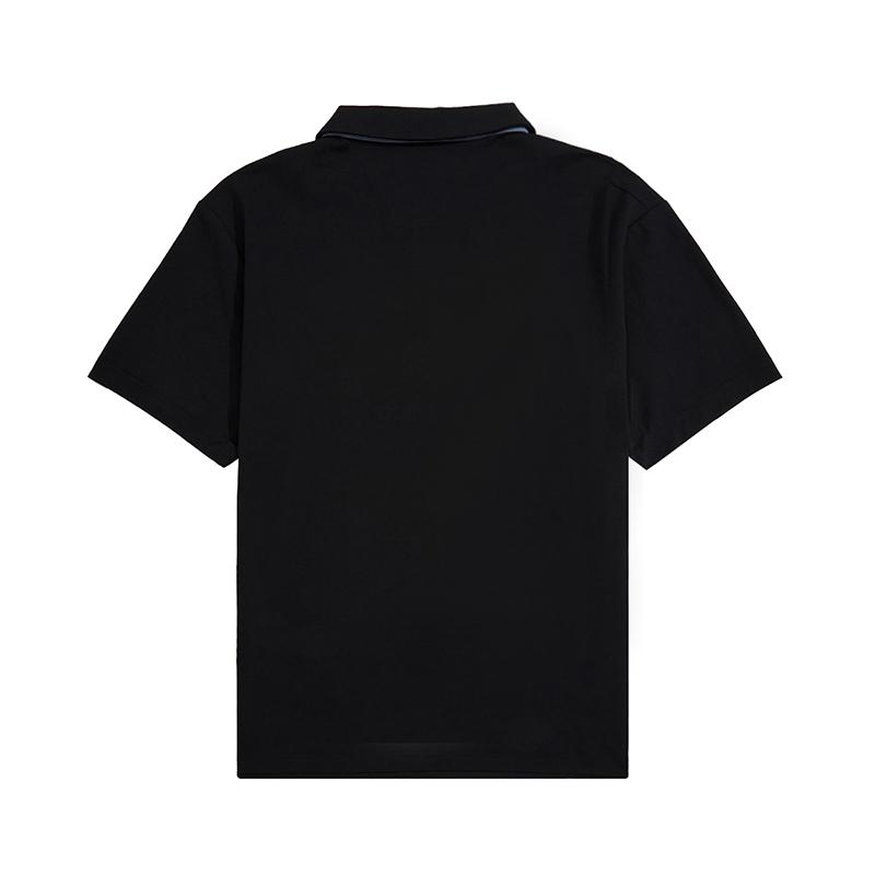 Li-Ning Fashionable Simple Versatile Solid Color Letter Logo Casual Breathable Comfortable Sports Polo Shirt Unisex tops Black APLU801-1