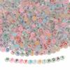100Pcs/Lot 7mm Acrylic Luminous Beads Translucent Colorful Letter A-Z Flat Round Beads Diy Fashion Bracelet Necklace  Jewelry